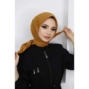 Melodi Scarf Kadın Tesettür Pratik Bambu Kraş Eşarp Hardal