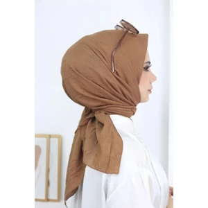 Melodi Scarf Kadın Tesettür Pratik Bambu Kraş Eşarp Camel