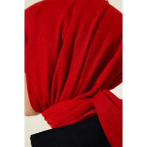 Melodi Scarf Kadın Tesettür Pratik Bambu Kraş Eşarp Kırmızı
