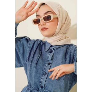 Melodi Scarf Kadın Tesettür Pratik Bambu Kraş Eşarp Açık Bej