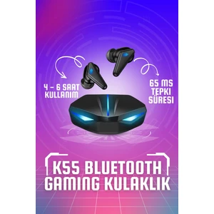 K55 LED Işıklı Mikrofonlu Kablosuz Bluetooth 5.0 Hd Ses Oyuncu Pubg Kulaklığı