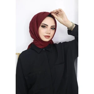 Melodi Scarf Kadın Tesettür Pratik Bambu Kraş Eşarp Bordo