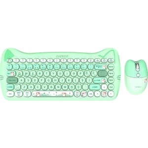 KM-6285 Catty Mını Renkli Tuşlu Yeşil 2.4 Ghz + Bt Kablosuz Q Multimedia Klavye + Mouse Set