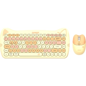 KM-6285 Catty Mını Renkli Tuşlu Sarı 2.4 Ghz + Bt Kablosuz Q Multimedia Klavye + Mouse Set