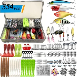 354 Parça Balık Olta Iğne Yem Seti Rapala Kurşun Iğne Silikon Kaşık Çantalı Komple Set