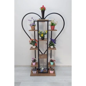 Adım Shops Loveyou Kalp Desenli Suntalam ve Metal Saksılık Çiçeklik Raf Endüstriyel Tarz İç Mekan Dekor