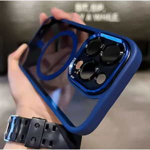 Koso Apple iPhone 13 Pro Lacivert Krom Magsafe Telefon Kılıfı