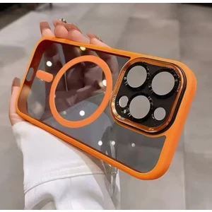 Koso Apple iPhone 13 Pro Turuncu Krom Magsafe Telefon Kılıfı