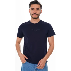 Basics & More Erkek  Pamuklu Lacivert Nakış Detaylı Bisiklet Yaka Tişört