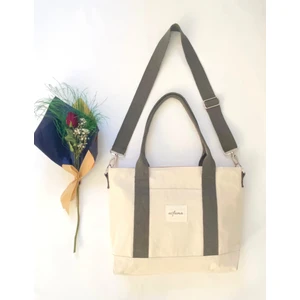 Büyük Boy Fermuarlı Kanvas Çanta Omuz Askılı Tote Bag