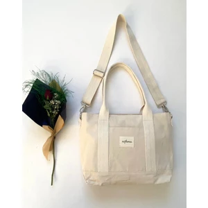 Büyük Boy Fermuarlı Kanvas Çanta Omuz Askılı Tote Bag