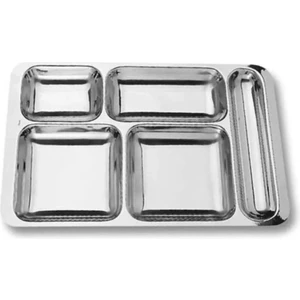 Becen House Paslanmaz Metal Tabldot Çelik Tabildot Tabağı 5 Gözlü 1 Adet