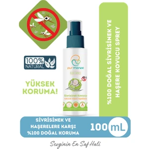 Pur Monde Doğal Sivrisinek ve Haşere Kovucu Sprey, Bitkisel Formül ,yeni Doğan Bebek ve Çocuk Için 100ML