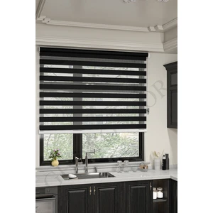 Siyah Bambu Zebra Perde Etek Dilimsiz