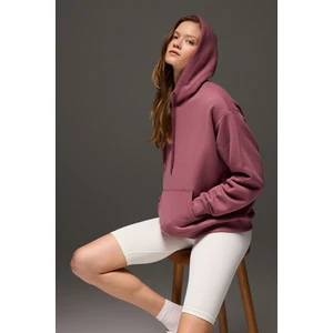 Los Ojos Bordo Geniş Kalıp Kapüşonlu Sweatshirt Hooded Sweat