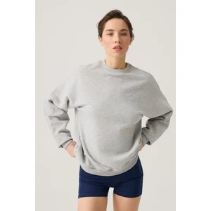 Los Ojos Gri Melanj Geniş Kalıp Bisiklet Yaka Sweatshirt Crew Neck
