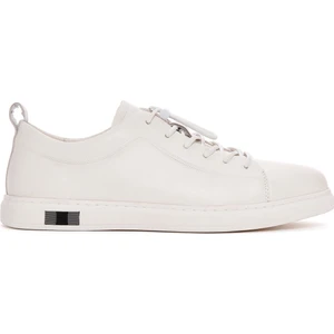 Erkek Beyaz Bağcıklı Deri Sneaker 25SFD690818