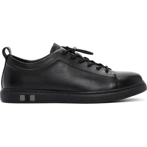 Erkek Siyah Bağcıklı Deri Sneaker 25SFD690818