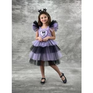 Kız Çocuk Kuromi Taçlı Doğum Günü Parti Abiye Elbise 250202