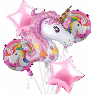 Brokoli Home 5'li Pembe Unicorn Folyo Balon Seti