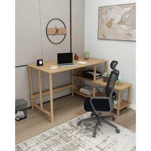 ÇMD Çakır Mobilya Dekorasyon TAVALO Çalışma Masası – 125x65 cm, 120cm Etejerli & 2 Raflı, Ahşap Ayaklı, MDF, Modern ve İşlevsel Tasarım