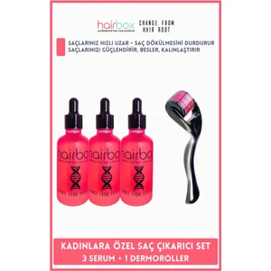 HAİRBOX Kadın Saç Serum, Saç Serum Seti ( 3'lü Serum, 1 Dermaroller )