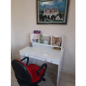 BRR Store Bahar Serisi Çalışma Masası-Çocuk Ve Genç Odası Çalışma Masası-Kitaplıklı ve Çekmeceli Çalışma Masası