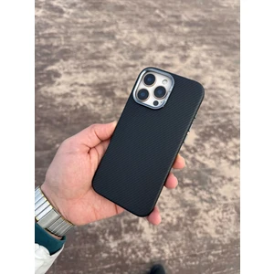 Koso Apple iPhone 16 Pro Max Siyah Karbonfiber Kamera Standlı Telefon Kılıfı