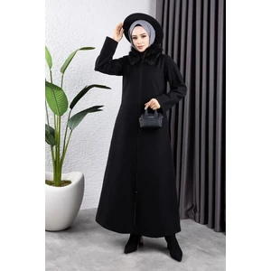 Orchid Style Yakası Kürklü Kaşe Kaban