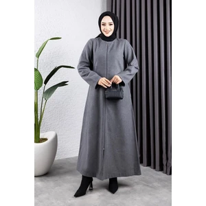 Orchid Style Yakası Kürklü Kaşe Kaban