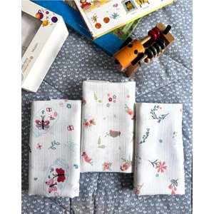 Mutlu Gün Marketi Çok Amaçlı Müslin Örtü & Battaniye 3'lü Set  Pamuk Oeko-Tex Sertifikalı 80X80 cm