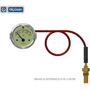 ÖLÇÜSAN HARARET SAATİ CİVALI 4 MT (40°C-120°C) (100°C İKAZLI) (52 MM)