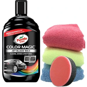 Turtle Wax Renkli Cila Siyah 500 ml + 3 Adet Mikrofiber Bez + Cila Süngeri