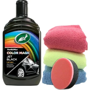 Turtle Wax Renkli Cila Siyah 500 ml + 3 Adet Mikrofiber Bez + Cila Süngeri