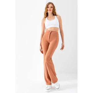 Kadın Yüksek Bel Toparlayıcı Likralı Bol Paça Pantolon  - 5111