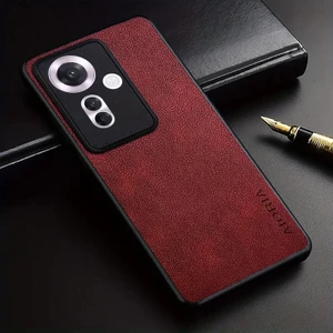 Oppo Reno 11F Için Kılıf Kamera Korumalı Gerçek Deri Işlemeli Elde Kaymaz Yumaşak Slikon Kapak