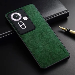 Oppo Reno 11F Için Kılıf Kamera Korumalı Gerçek Deri Işlemeli Elde Kaymaz Yumaşak Slikon Kapak