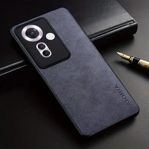 Oppo Reno 11F Için Kılıf Kamera Korumalı Gerçek Deri Işlemeli Elde Kaymaz Yumaşak Slikon Kapak