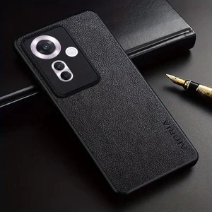 Oppo Reno 11F Için Kılıf Kamera Korumalı Gerçek Deri Işlemeli Elde Kaymaz Yumaşak Slikon Kapak