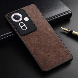 Oppo Reno 11F Için Kılıf Kamera Korumalı Gerçek Deri Işlemeli Elde Kaymaz Yumaşak Slikon Kapak