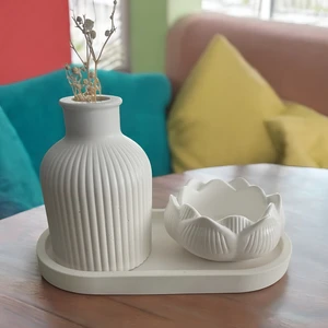 Mum, English Home İskandinav Style Dekoratif Obje Set Lotus Takılık Vazo