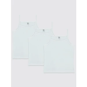 Civil Girls Kız Çocuk 3'lü Atlet Set 2-10 Yaş Beyaz