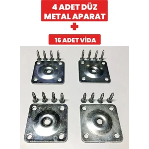 50X50 M8 Sehpa Ayak Bağlantı Sac Aparatı Düz (4 Adet) 16 Adet Vida