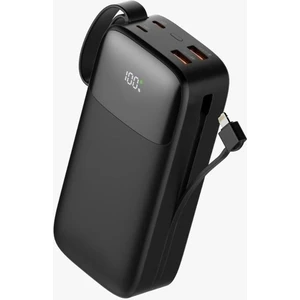 30000 mAh Pd 22.5 W Hızlı Şarj Kendinden Kablolu Type-C & Lightning Powerbank Siyah SW-30PO3