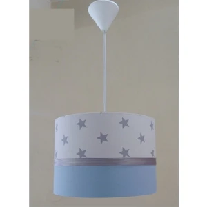 Beyaz Yıldızlı Mavi Kumaş Kaplama Çocuk Odası Ve Genç Odası Avize Aydınlatma Sarkıt