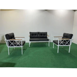 Adım Shops 2+1+1 Beyaz Profil Balkon-Bahçe-Kafe- Çay Seti-Koltuk Takımı-Oturma Grubu-Ofis Koltuğu