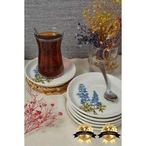 Farika Porselen Hazeran 6'lı Porselen Çay Tabağı Seti