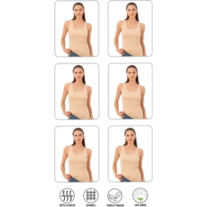 Özkan Underwear Özkan 0111 6'lı Paket Kadın Pamuklu Ribana Esnek Biyeli Kalın Askılı Örme Atlet