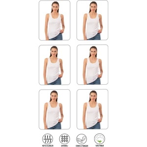 Özkan Underwear Özkan 0111 6'lı Paket Kadın Pamuklu Ribana Esnek Biyeli Kalın Askılı Örme Atlet