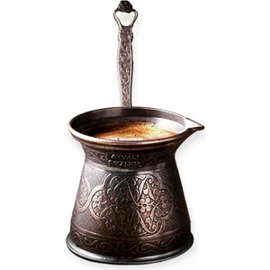 Antik Bakır Desenli Döküm Cezve (Bakır) No:5 4 Kişilik